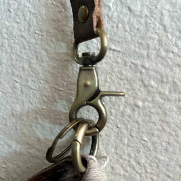 Brown Cowhide Wristlet with Gold Accents - Picture 4 of 5